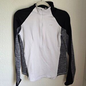 Under Armour Cold Gear White/Grey/Black Half Zip Size M